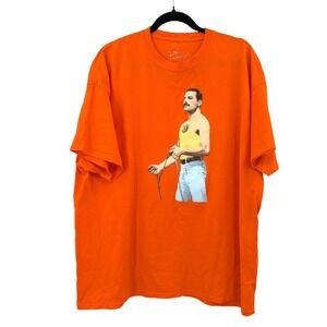 Bold Orange Rock Band Graphic Tee Oversized Freddie Mercury Concert‎ Style XXL